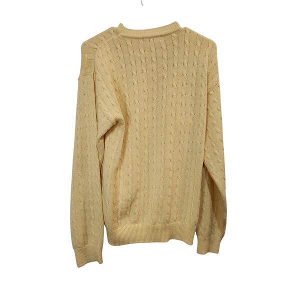 Brooks Brothers Yellow Long Sleeve Open Knit Crew Neck Pullover Sweater Small - Picture 2 of 5